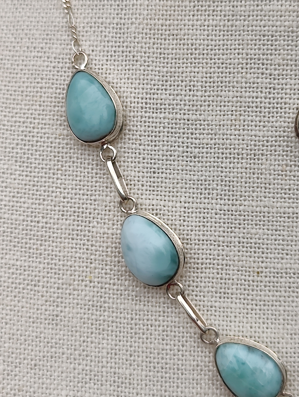 Vintage Sterling Silver Larimar Necklace And Earrings Set - Picture 4 of 9